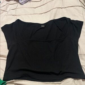 SHEIN Black Ribbed Crop Top